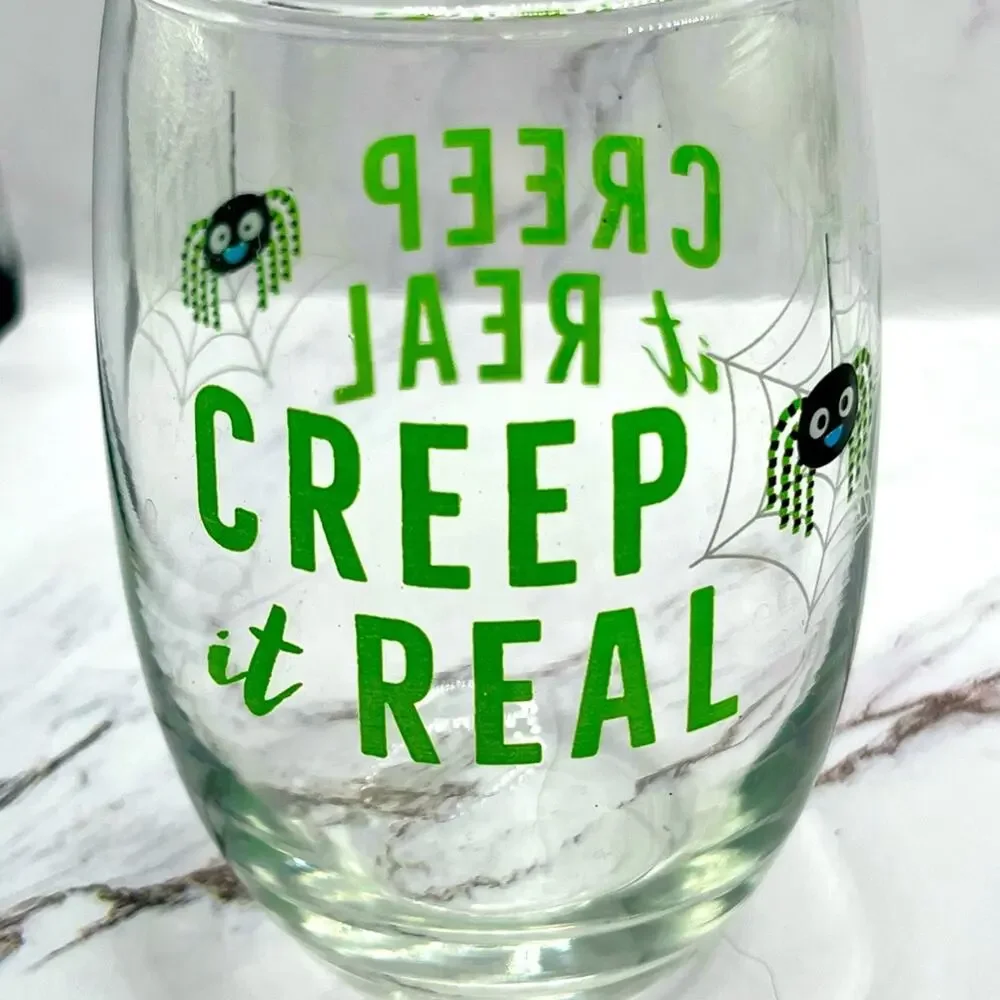 NWOT Set of 5 Halloween stemless wine glasses